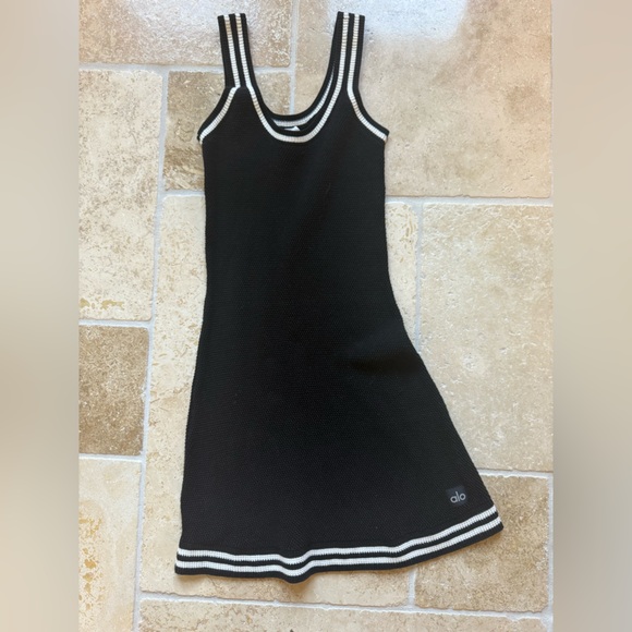 ALO Tennis Club Sweater Knit Dress in Black/Ivory size small - Picture 5 of 8